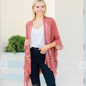 NWT Copper Red Floral Embroidered Kimono